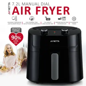 NETTA Air Fryer 7.2L with Adjustable Temperature Control and Timer - 1800W