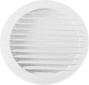 Circular White Ventilation Grille with Flyscreen Round 100mm or 4 inch Spigot - Vent Cover for Bathroom/ Kitchen - Louvered Grill