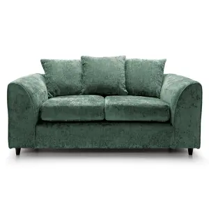 Monaco Chenille Fabric 2 Seater Sofa Green Scatter Back