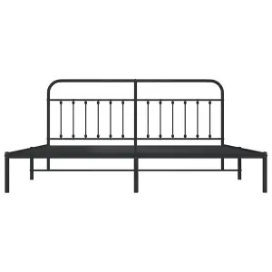 Berkfield Metal Bed Frame with Headboard Black 200x200 cm