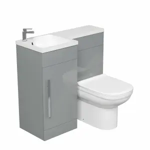 Nes Home Grey LH Basin Vanity Unit WC Back To Wall Toilet Manifold