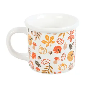 Something Different Autumn Leaves And Pumpkins Mug White/Orange/Red (One Size)