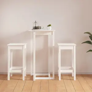 Berkfield 3 Piece Bar Set White Solid Wood Pine