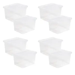 2 x Heavy Duty Multipurpose 27 Litre Home Office Clear Plastic Storage Containers With Lids