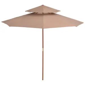 Berkfield Double Decker Parasol with Wooden Pole 270 cm Taupe