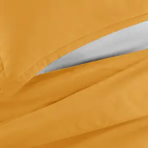 Super Soft 250 TC Microfibre Reversible Plain Duvet Cover Set Ochre / Single Duvet Cover + 1 Pillowcase