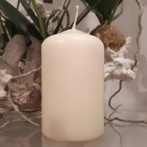 Ivory Pillar Candle - 8 x 5cm Unscented Luxury Slow Burning Real Wax Church Candle Indoor Home Decoration