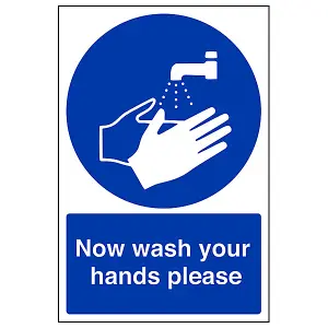 Wash Your Hands Please Hygiene Sign - Adhesive Vinyl - 200x300mm (x3)