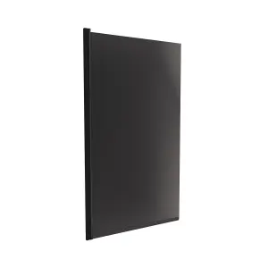 Nes Home 800mm Square Bath Screen Black Profile Tinted Black Glass Reversible  Kai