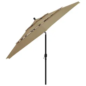 Berkfield 3-Tier Parasol with Aluminium Pole Taupe 3.5 m