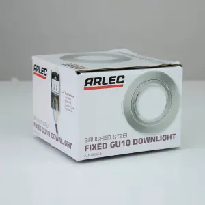 Arlec GU10 Fixed Downlight 4 Pack Brushed Steel