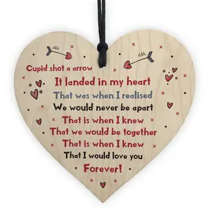 Valentine's Day Gift For Boyfriend Girlfriend Wood Heart Anniversary Gift For Husband Wife Keepsake Plaque