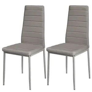 Set of 6 Grey PU Leather Dining Chairs Set Accent Chairs with Metal Legs for Kitchen Living Room