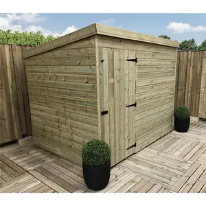 7 x 5 Pressure Treated T&G Pent Wooden Bike Store / Wooden Garden Shed + Single Door (7' x 5' / 7ft x 5ft) (7x5)