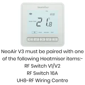 Heatmiser Neoair V3 Wireless Thermostat - Glacier White