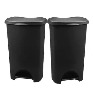 Black 50 Litre Soft Closing Metallic Home Kitchen Office Airtight Pedal Bin