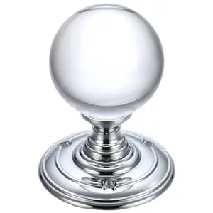 Door Knob (Set of 2) Polished Chrome/Clear