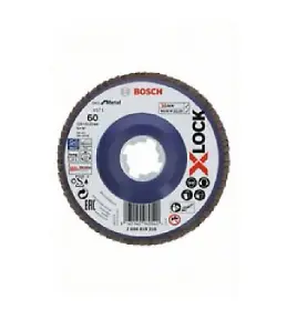 Bosch Professional X-LOCK Flap Discs - Straight Version, Plastic Plate - 125mm - G 60 - X571 - Best for Metal