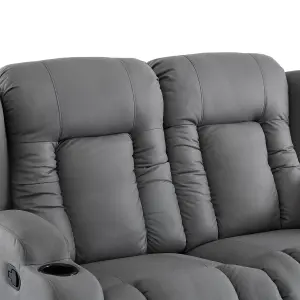 Caesar 2 Seater Grey Technology Fabric Modern Manual Recliner Sofa