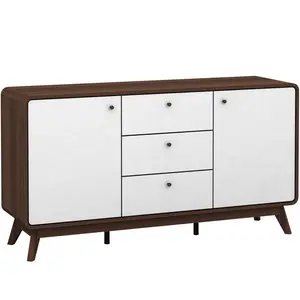 Justine 140Cm Wide 3 Drawer Sideboard Walnut/White