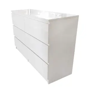 White Gloss Deep Drawer Chest of Drawers (6 Drawers)