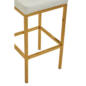 Madeline Upholstered Counter Stool with Metal Frame Gold / White