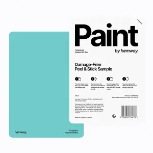 Hemway Chalk Paint Matt A5 Sample, Peppermint Blue, Peel & Stick Swatch For Interior Walls Wood