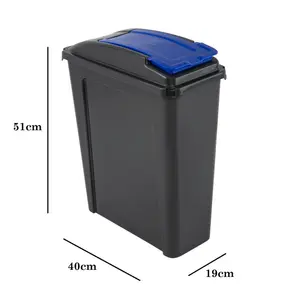 Blue 25L Slimline Kitchen Bin Wham Recycling Rubbish Waste Dustbin Flip Top Lid