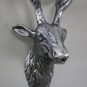 Melody Maison Silver Metal Wall Mounted Stag Head