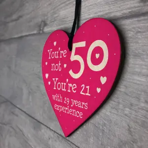 Red Ocean Perfect 50th Birthday Gift for Mum, Nan, Sister with a Sense of Humor Wood Heart Funny 50th Birthday Gifts For Women