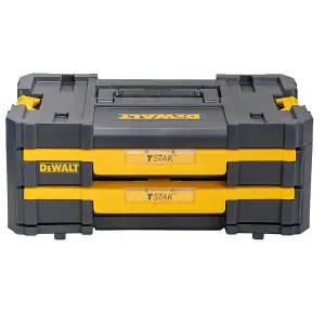 Dewalt TStak Twin Pack IV + III Tool Storage Box + 2 Shallow Drawers + Deep Draw