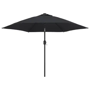 Berkfield Outdoor Parasol with LED Lights and Steel Pole 300 cm Black