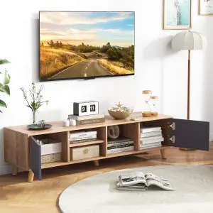 COSTWAY TV Stand for TVs up to 65" Modern Rustic TV Cabinet w/ Open Shelf