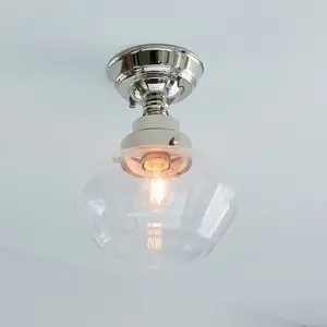 Luminosa Finale Semi Flush Ceiling Light Bright Nickel Plate & Clear Glass