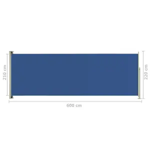 Berkfield Patio Retractable Side Awning 220x600 cm Blue