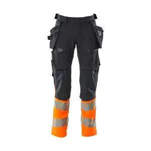 Mascot Accelerate Safe Trousers with Holster Pockets - Dark Navy/Hi-Vis Orange   (40.5) (Leg Length - Regular)