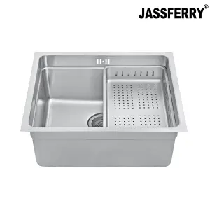 JASSFERRY Undermount Kitchen Sink Single Bowl Stainless Steel Dish Drainer Rack, 490 x 440 mm