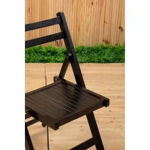 Interiors by Premier Wood Black Finish Folding Chair, Space-saver Camping Chair, Easy Foldable Wood Chair, Easy to Clean Chair