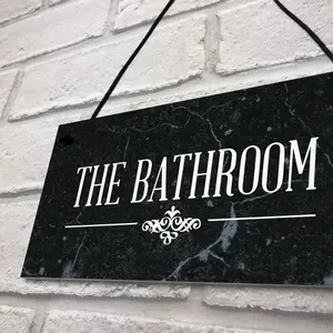 The Bathroom Hanging Sign Bathroom Toilet Decor Marble Theme Home Gift