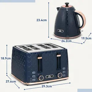 HOMCOM 1.7L Kettle and Toaster Set with Defrost Reheat and Crumb Tray Blue