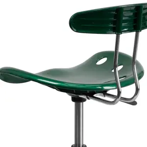 Vibrant Chrome Drafting Stool with Tractor Seat Green