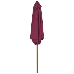 Berkfield Outdoor Parasol with Wooden Pole 270 cm Bordeaux Red