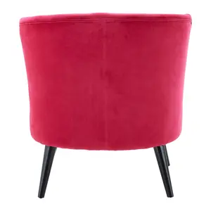 Interiors By Premier Elegant Round Plush Pink Cotton Velvet Armchair, Velvet Upholstered Comfortable Armchair For Livingroom