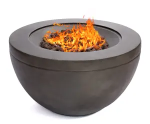 MDA Designs TABITI Dark Grey Lavish Garden and Patio Fire Pit with Eco-Stone Finish