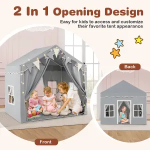 COSTWAY Kids Play Tent with Mat Indoor Toddler Teepee House 2 Opening Doors