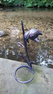 Kingfisher on Reeds Garden Ornament Sculpture with an Aged Bronze Finish