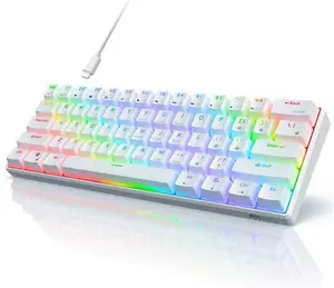 RK ROYAL KLUDGE RK61 QMK/VIA Custom 60% Mechanical Keyboard, Wired Gaming Keyboard Programmable 61 Keys RGB Backlit Ultra-Compact Hot-Swappable US