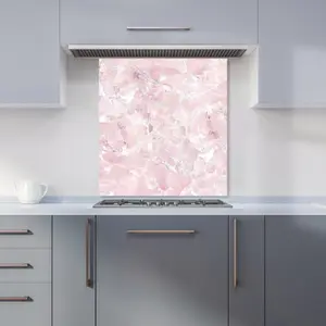 Polished Pink Quartz Effect Premium Glass Kitchen Splashback W600mm x H750mm