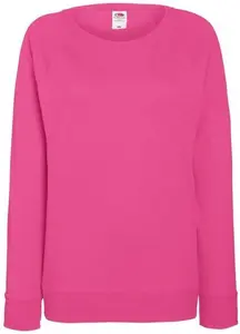 Fruit Of The Loom Womens Lightweight Raglan Sweatshirt 62146 Fuchsia S