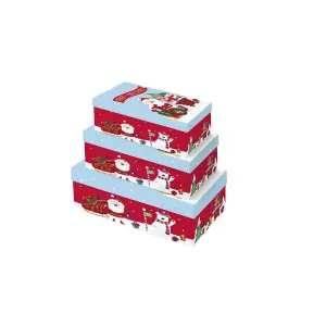 Eurowrap Oblong Santa Claus Christmas Gift Boxes (Pack of 3) Multicoloured (One Size)